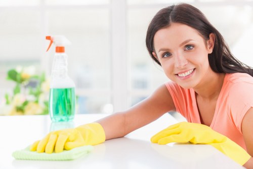Office cleaning team working in a modern SE1 workplace