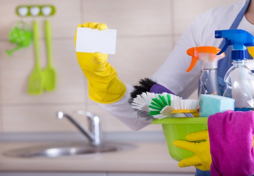 Commercial cleaning team working in a busy SE1 office entrance