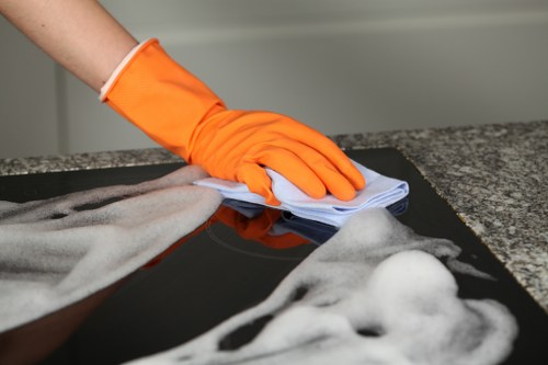 Carpet cleaning equipment set up in a SE1 office environment