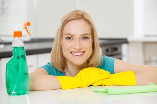 Local upholstery cleaning team working in a central London flat